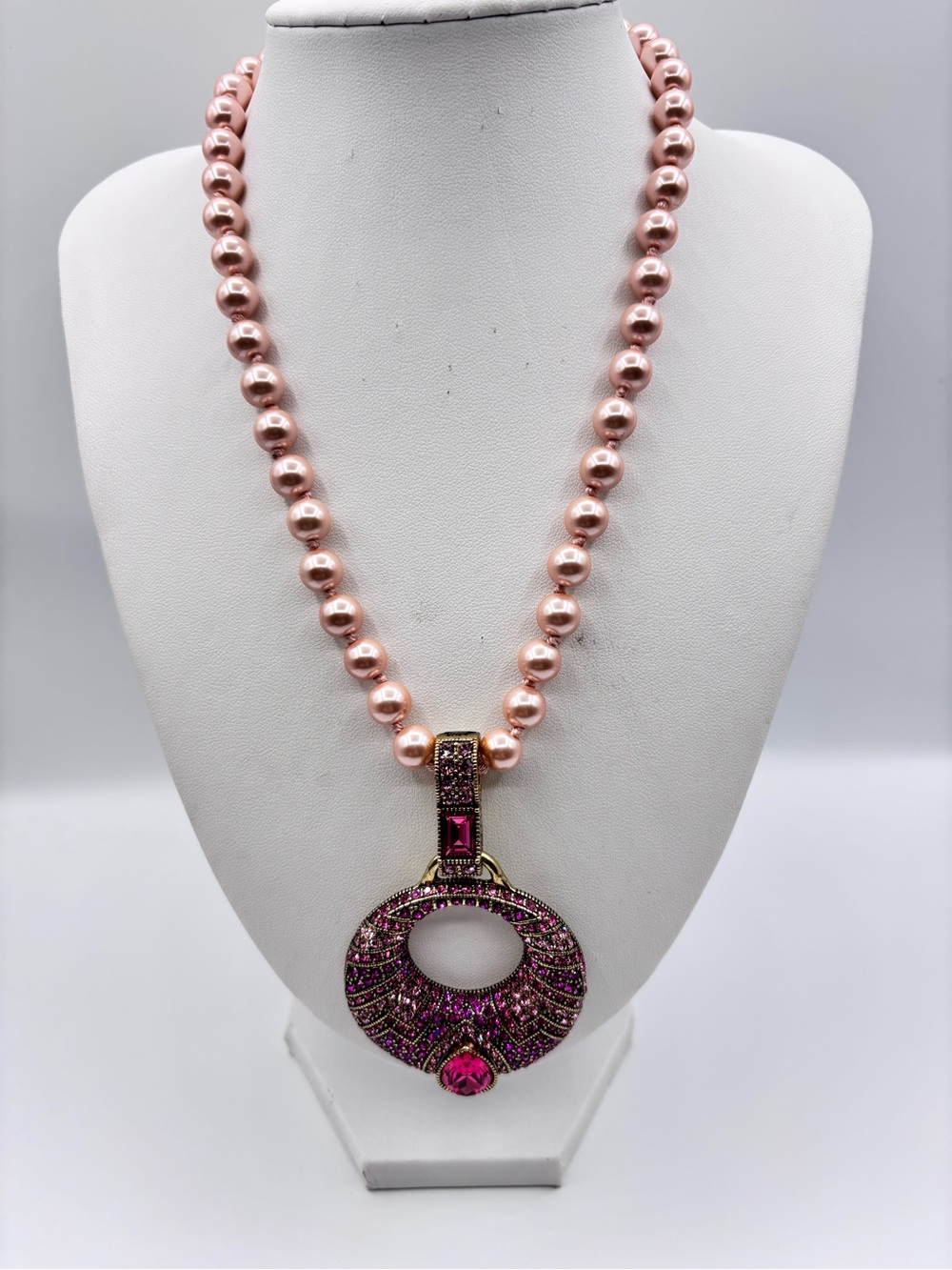 Heidi Daus Sparkling Solution Statement Pendant Necklace in Pink